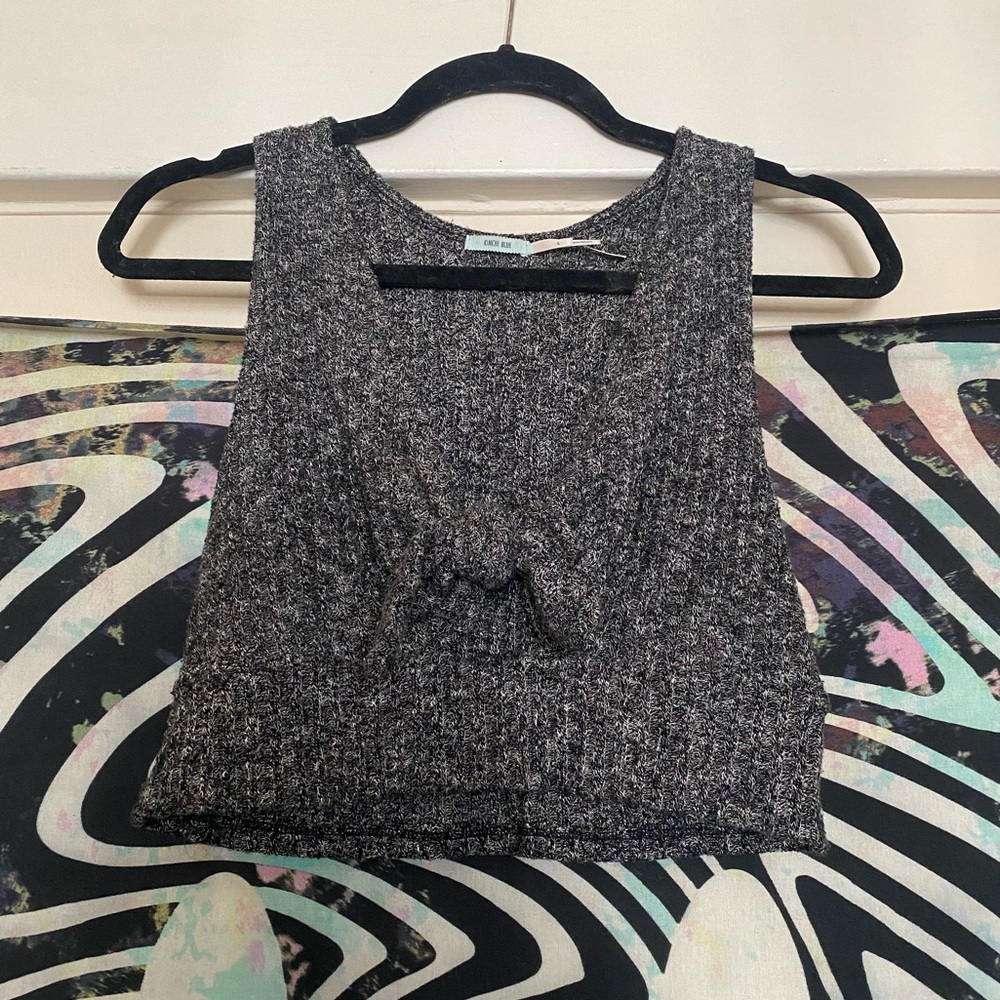 'Kimchi Blue' Gray Crop Top W/ Front Bow